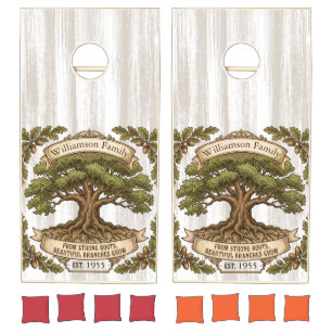 Rustic Oak Tree Family Reunion Cornhole Set