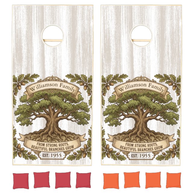 Rustic Oak Tree Family Reunion Cornhole Set (Set)