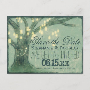 Rustic Oak Tree Mason Jars Save the Date Postcards
