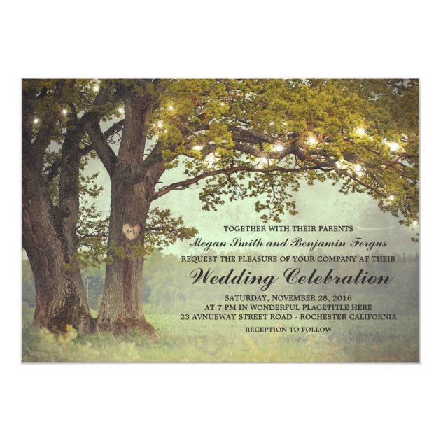Rustic Oak Tree Romantic Wedding Invitation