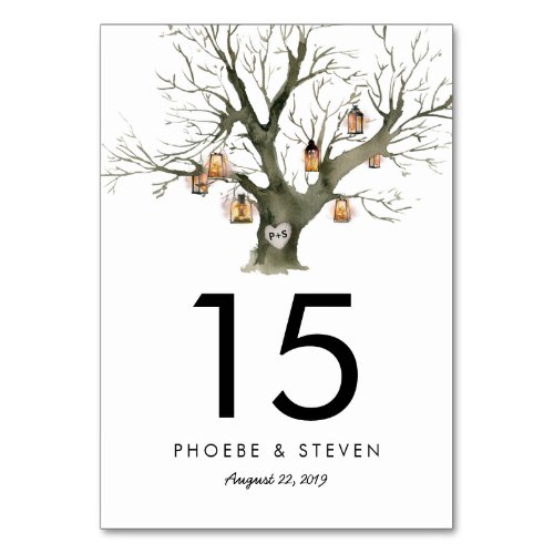 Rustic Oak Tree Wedding Table Numbers  Double