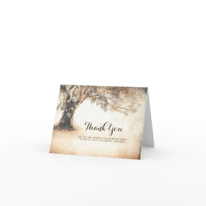 Rustic Oak Tree Wedding Thank You Card