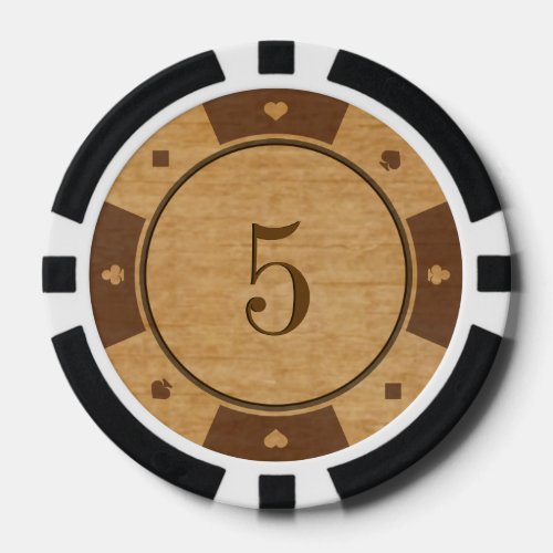 Rustic Oak Wood Casino Style Poker Chips
