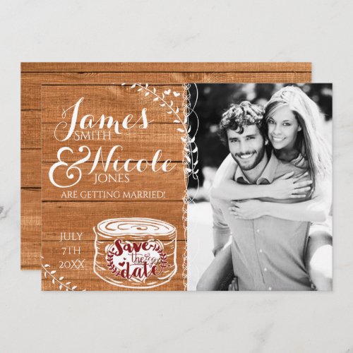 Rustic Oak Wood  Heart Stump Photo Save the Date Invitation