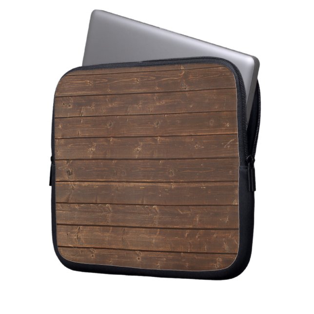 Rustic Oak Wood Laptop Sleeve (Front Left)