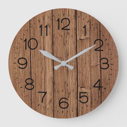 Rustic Oak Wood Large Clock