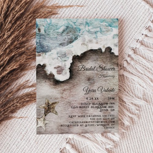 Rustic Ocean  Beach Destination Bridal Shower Invitation