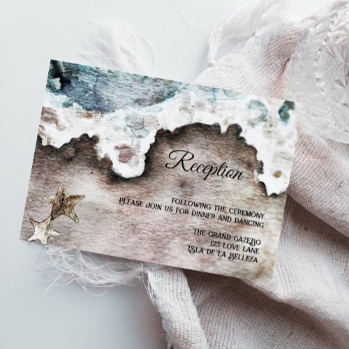Rustic Ocean  Beach Destination Wedding Reception Enclosure Card