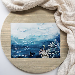 Rustic Ocean Flat Save The Date Card