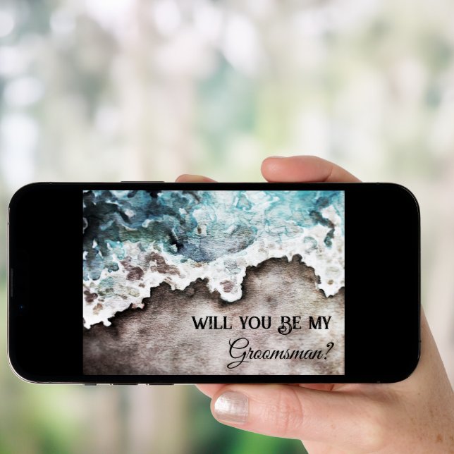 Rustic Ocean Groomsman Proposal Card (Front Digital)