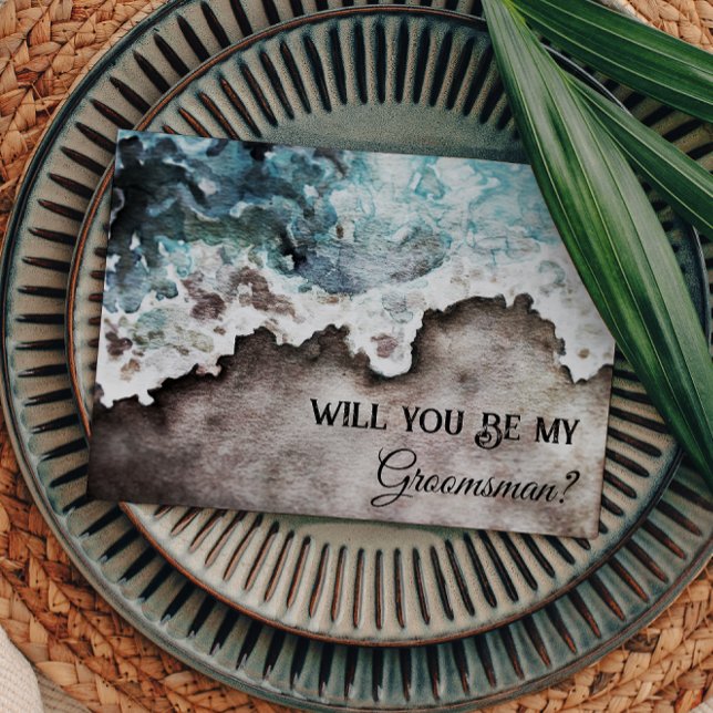 Rustic Ocean Groomsman Proposal Card (Creator Uploaded)