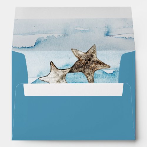 Rustic Ocean Light Blue Wedding Envelope