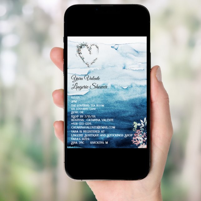 Rustic Ocean Lingerie Shower Invitation (Front Digital)