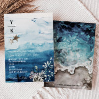 Rustic Ocean Monogram Wedding Invitation