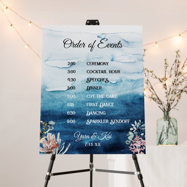 Rustic Ocean Order Of Events Sign (In Situ (Stand))