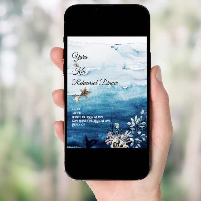 Rustic Ocean Rehearsal Dinner Invitation (Front Digital)