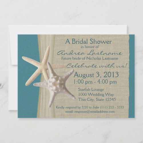 Rustic Ocean Starfish Bridal Shower Invitation