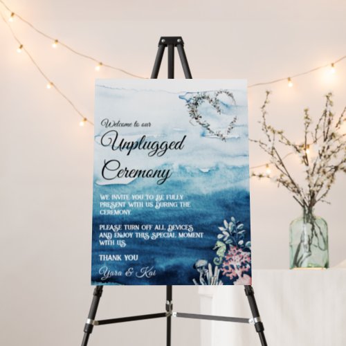 Rustic Ocean Unplugged Ceremony Sign