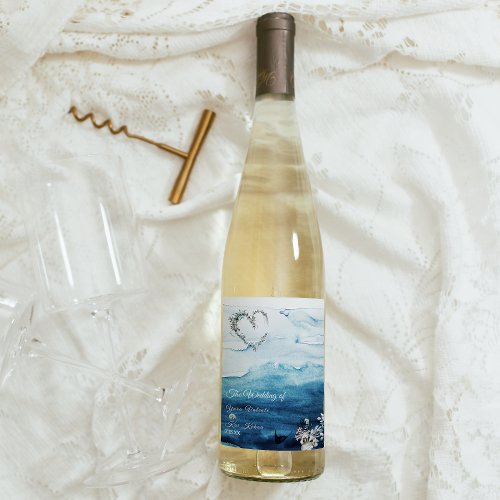 Rustic Ocean Wedding Wine Label
