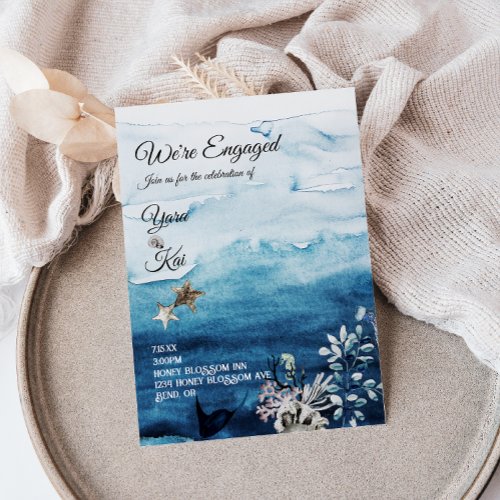 Rustic Ocean Were Engaged Engagement Party Invitation