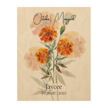 Rustic October Birth Flower Marigold Art
