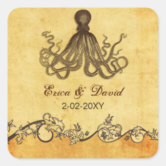 rustic octopus beach wedding envelopes seals