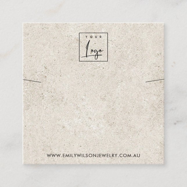 RUSTIC OFF WHITE STUCCO NECKLACE BRACELET DISPLAY SQUARE BUSINESS CARD (Front)