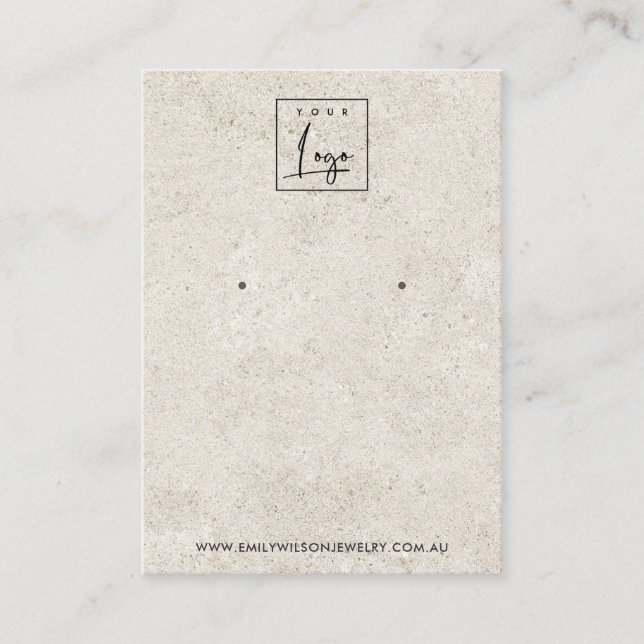 RUSTIC OFF WHITE STUCCO STUD EARRING DISPLAY CARD (Front)