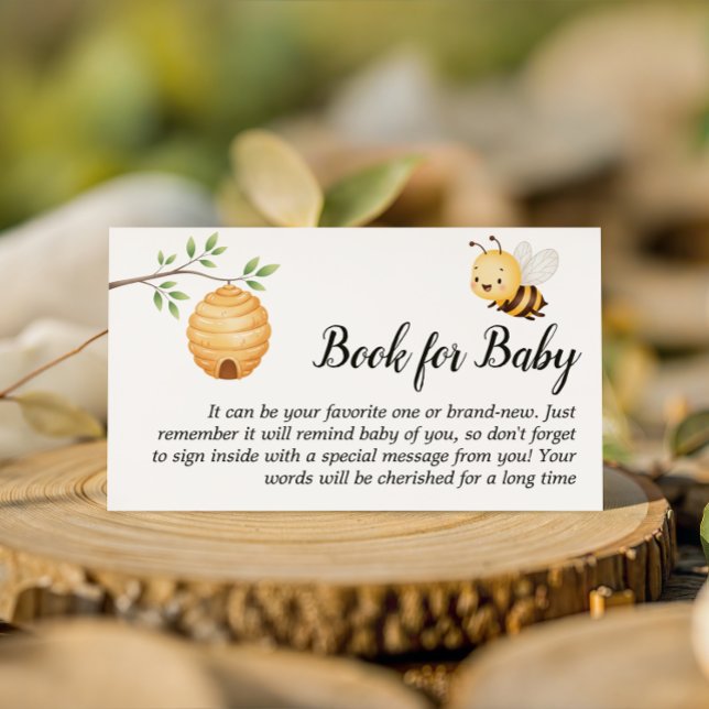 Rustic Oh Babee Honey Bee Book For Baby Shower Enclosure Card (Creator Uploaded)