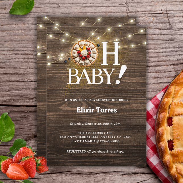 Rustic Oh Baby Cutie Pie Baby Shower Invitation (Creator Uploaded)