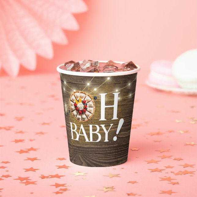Rustic Oh Baby Cutie Pie Baby Shower Paper Cups (Insitu)