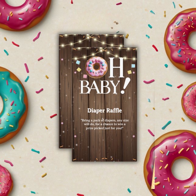Rustic Oh Baby Donut & Sprinkle Kawaii Baby Shower Enclosure Card (Creator Uploaded)