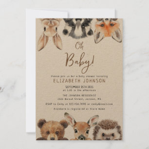 Rustic Oh Baby Forest Woodland Animals Baby Shower Invitation