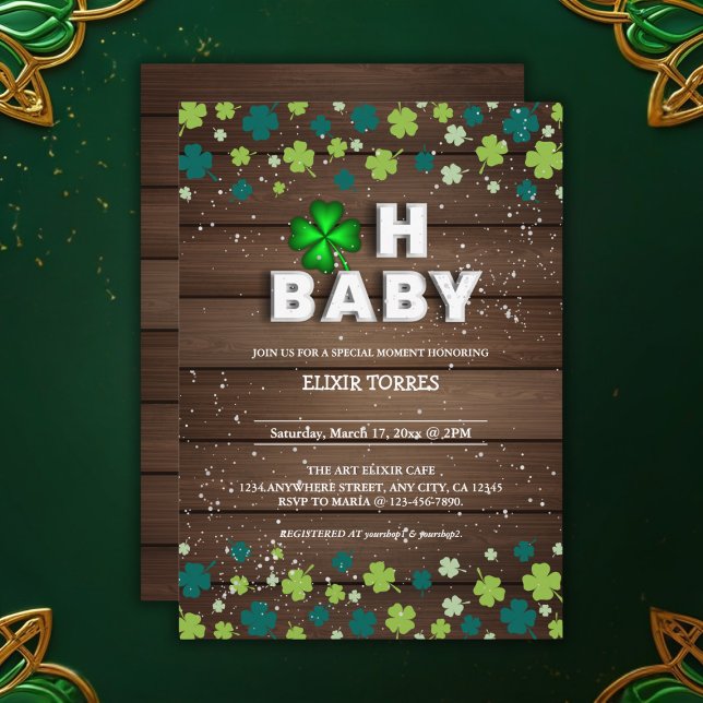 Rustic Oh Baby  St. Patrick's Day Baby Shower Invitation (Creator Uploaded)