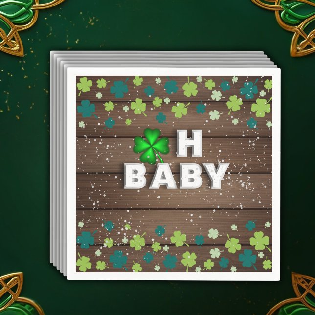 Rustic Oh Baby  St. Patrick's Day Baby Shower Napkins (Creator Uploaded)