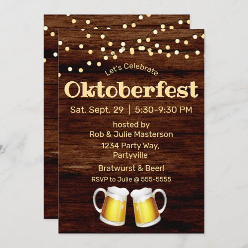 Rustic Oktoberfest Light Beer Invitation