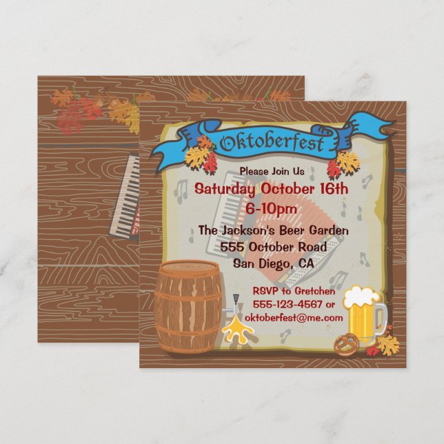 Rustic Oktoberfest Party Invitation (Front/Back)