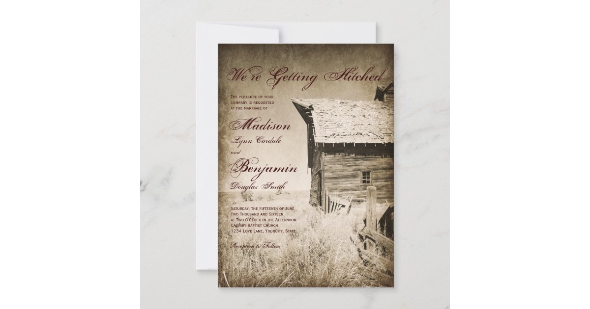 Rustic Old Barn Country Wedding Invitations | Zazzle