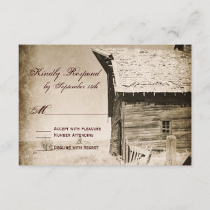 Rustic Old Barn Country Wedding RSVP Cards