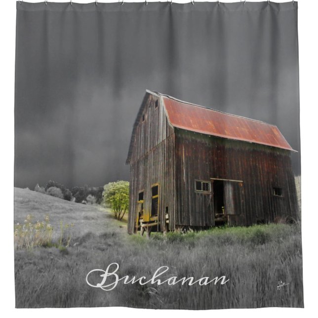 Rustic Old Barn Vintage Farmhouse Custom Shower Curtain (Front)