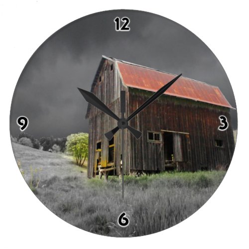 Rustic Old Barn Vintage Farmhouse Photography Large Clock