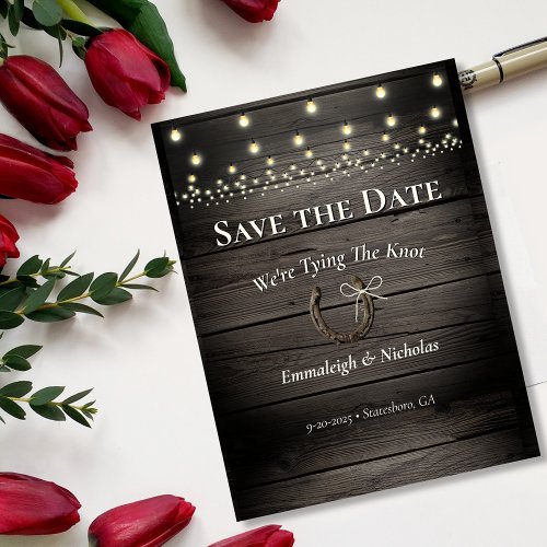 Rustic Old Barn Wood Save the Date Postcard
