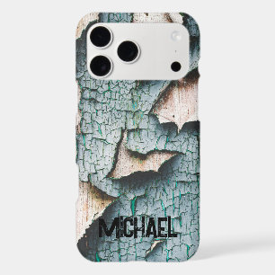 Rustic old blue green paint wood Custom name iPhone 17 Pro Max Case