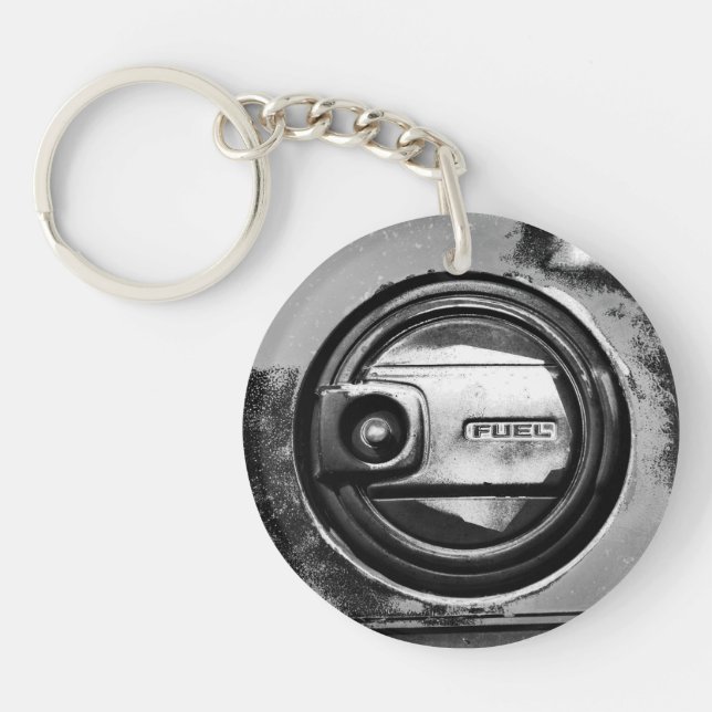 Rustic Old Car Fuel Tank Cap Keychain (Front)