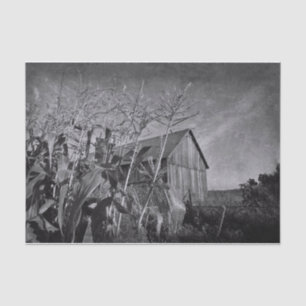 Rustic Old Country Barn Black And White Vintage Tissue Paper