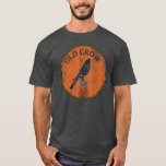 Rustic Old Crow Over The HIll Geezer T-Shirt<br><div class="desc">Are you an Old Crow?  Do you need a gag gift for someone that is over the hill?  Fun orange and black graphic design features a black crow. Graphic design features a distressed old look.  Fun for senior citizen old geezers too!</div>