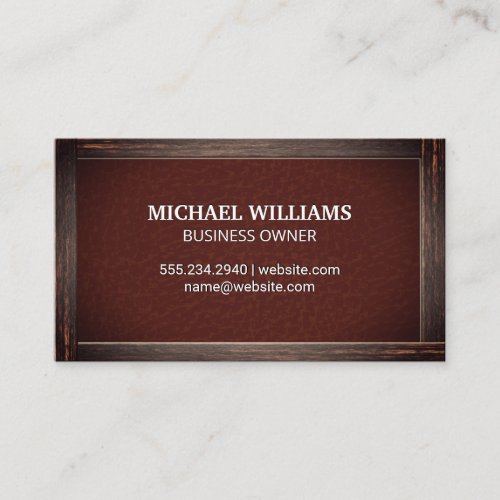 Rustic Old Frame  Leather Texture Business Card