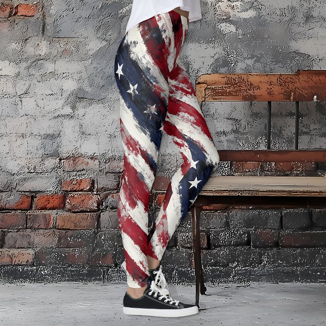 Rustic Old Glory, Stars and Stripes Patriotic Leggings (Creator Uploaded)