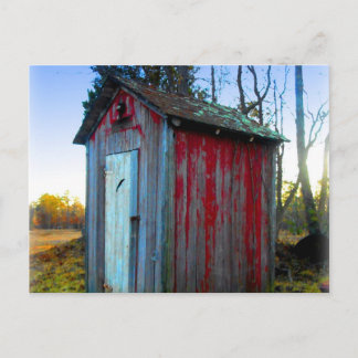 Rustic Old Junk Yard Outhouse Postcard