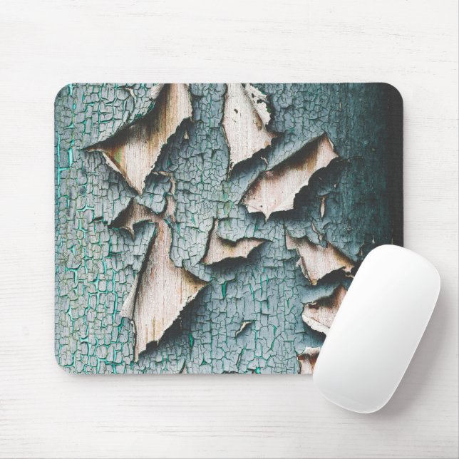Rustic old light blue green peeling paint mouse pad (With Mouse)
